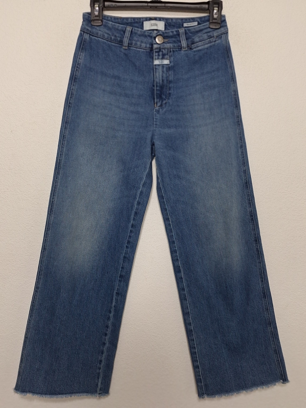 Closed Women's Mina Medium Wash Fray Hem Wide Leg Italian Denim Jeans Size 25 - Picture 2 of 13